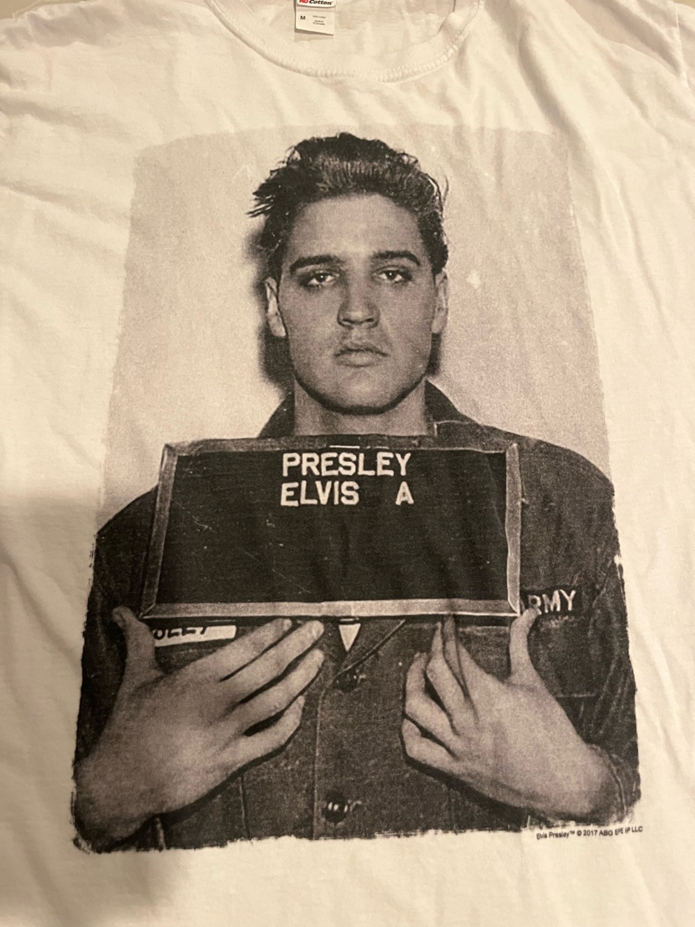 Fruit of the Loom White Short-Sleeve Tee with Elvis Portrait Graphic - Picture 2 of 6
